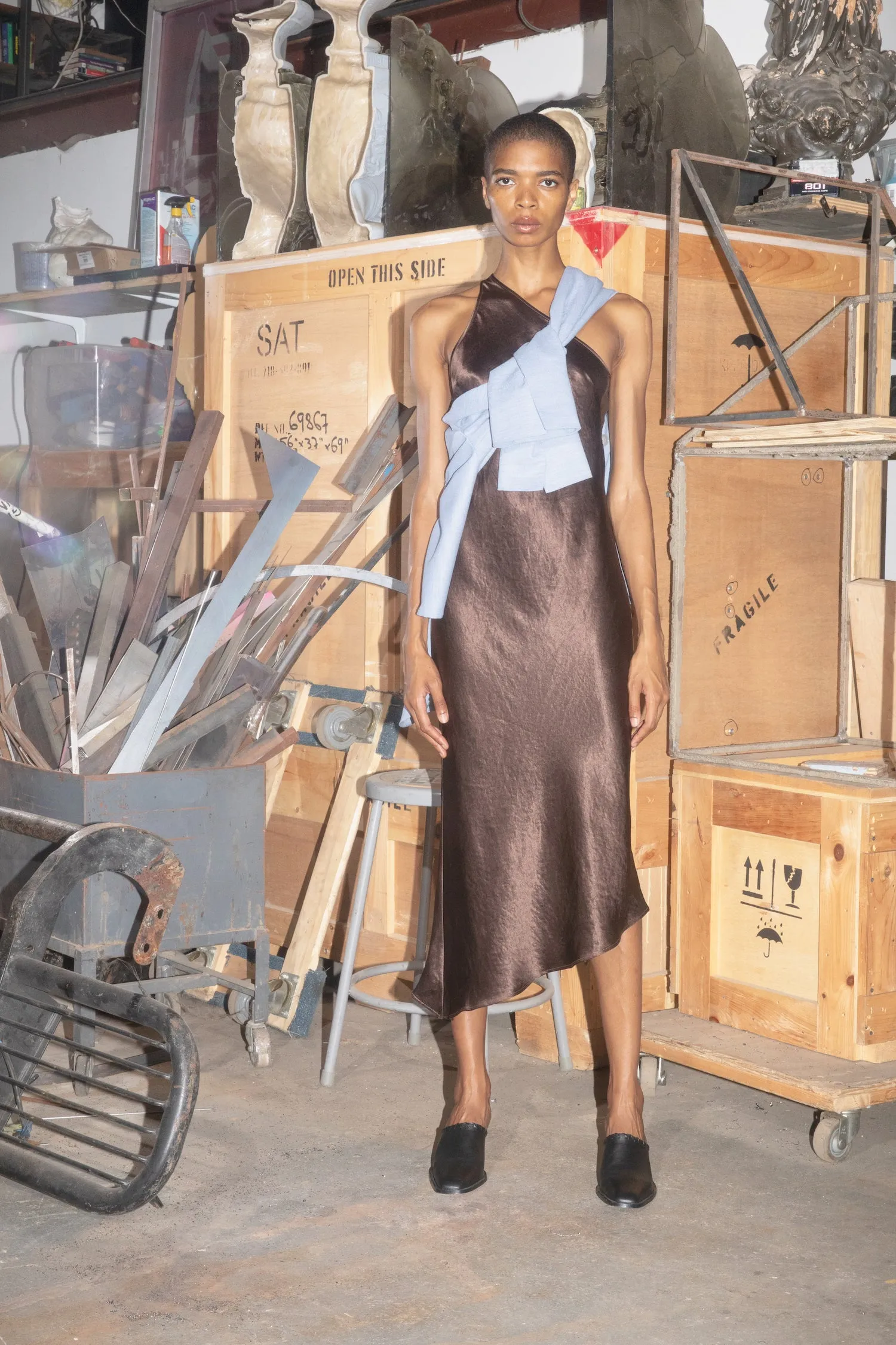 One Shoulder Bias Dress - Umber sold by NOMIA product image thumbnail 2