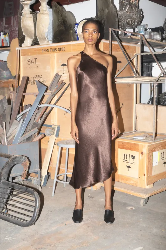 One Shoulder Bias Dress - Umber made by NOMIA
