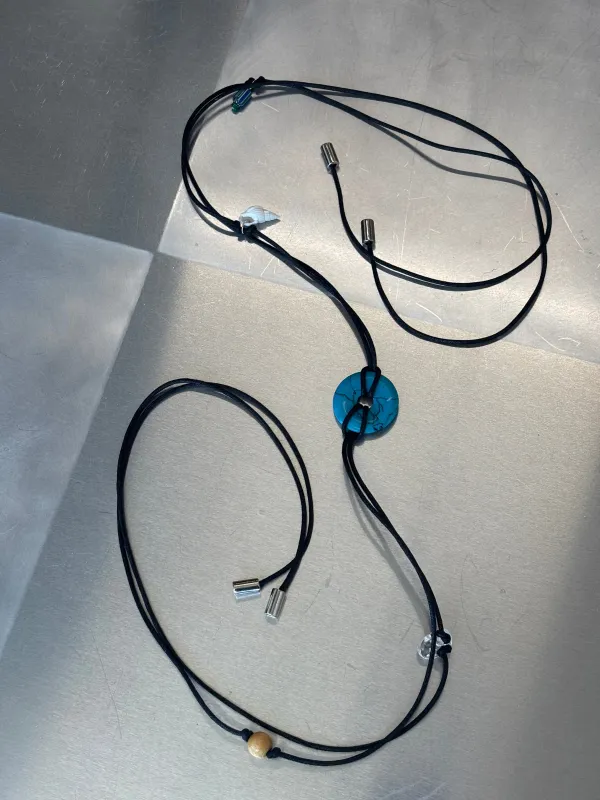 Confetti Cord Belt with Stone Circle - Turquoise made by NOMIA