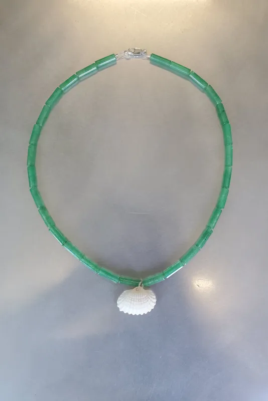 African Jade and Shell choker made by NOMIA