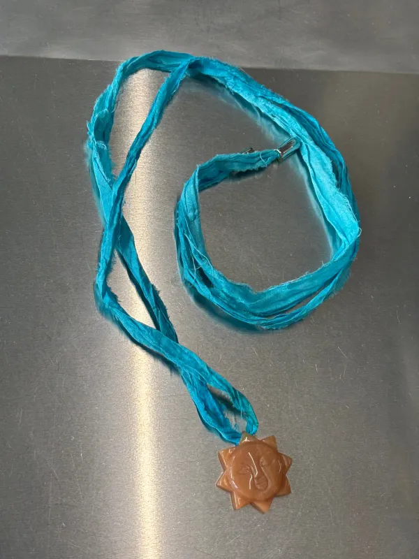 Cord Necklace with Sun Pendant Necklace made by NOMIA