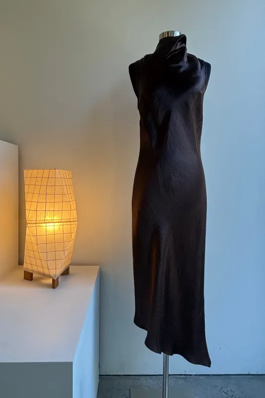 Cowl Bias Dress in Espresso made by NOMIA