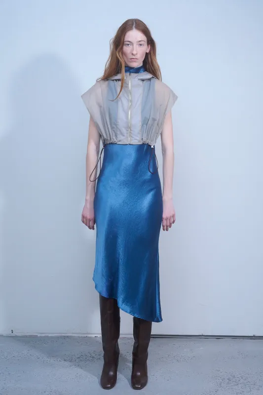 Cowl Bias Dress in Lagoon made by NOMIA