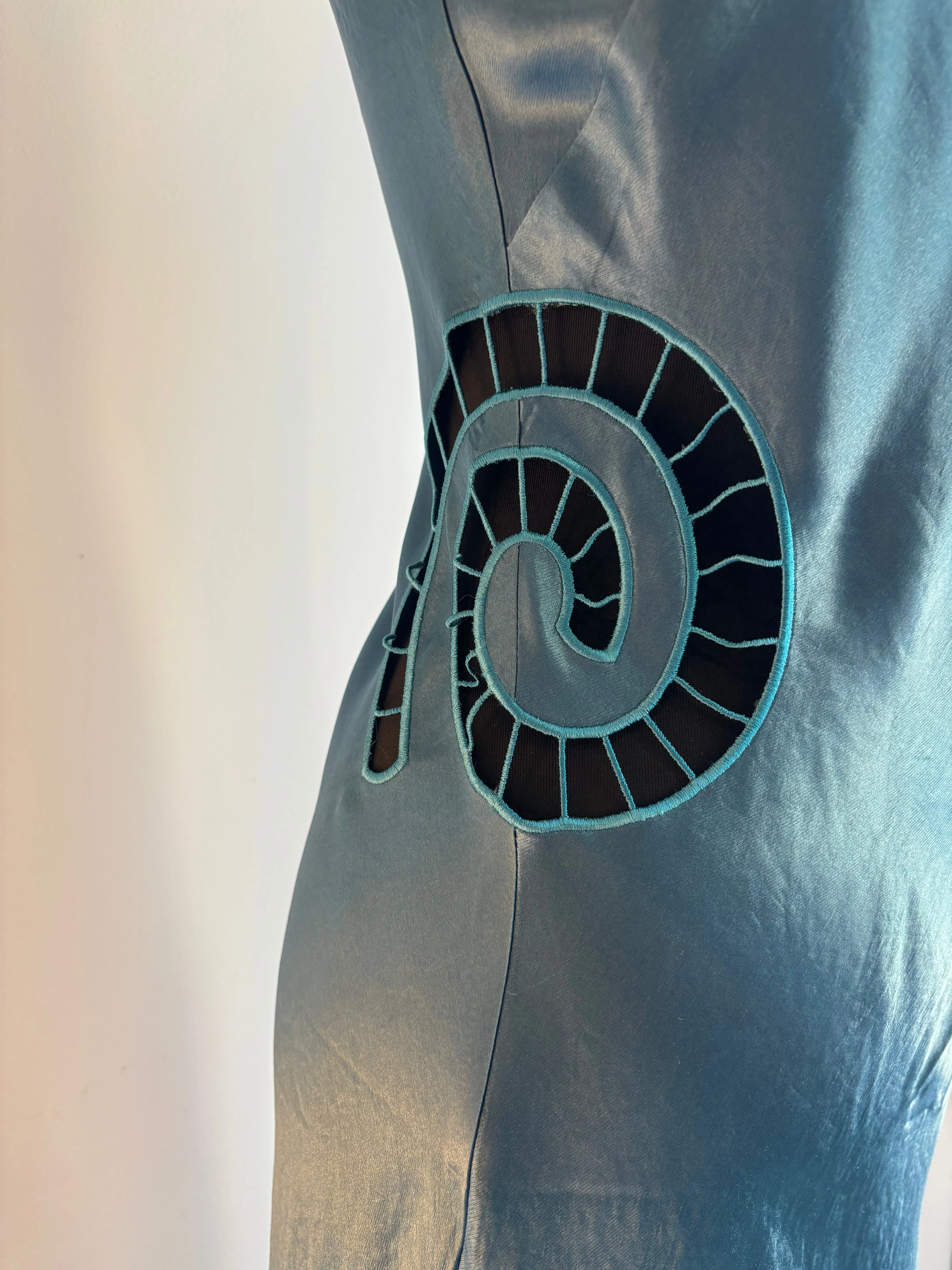 Racerback Spiral Dress in Lagoon sold by NOMIA