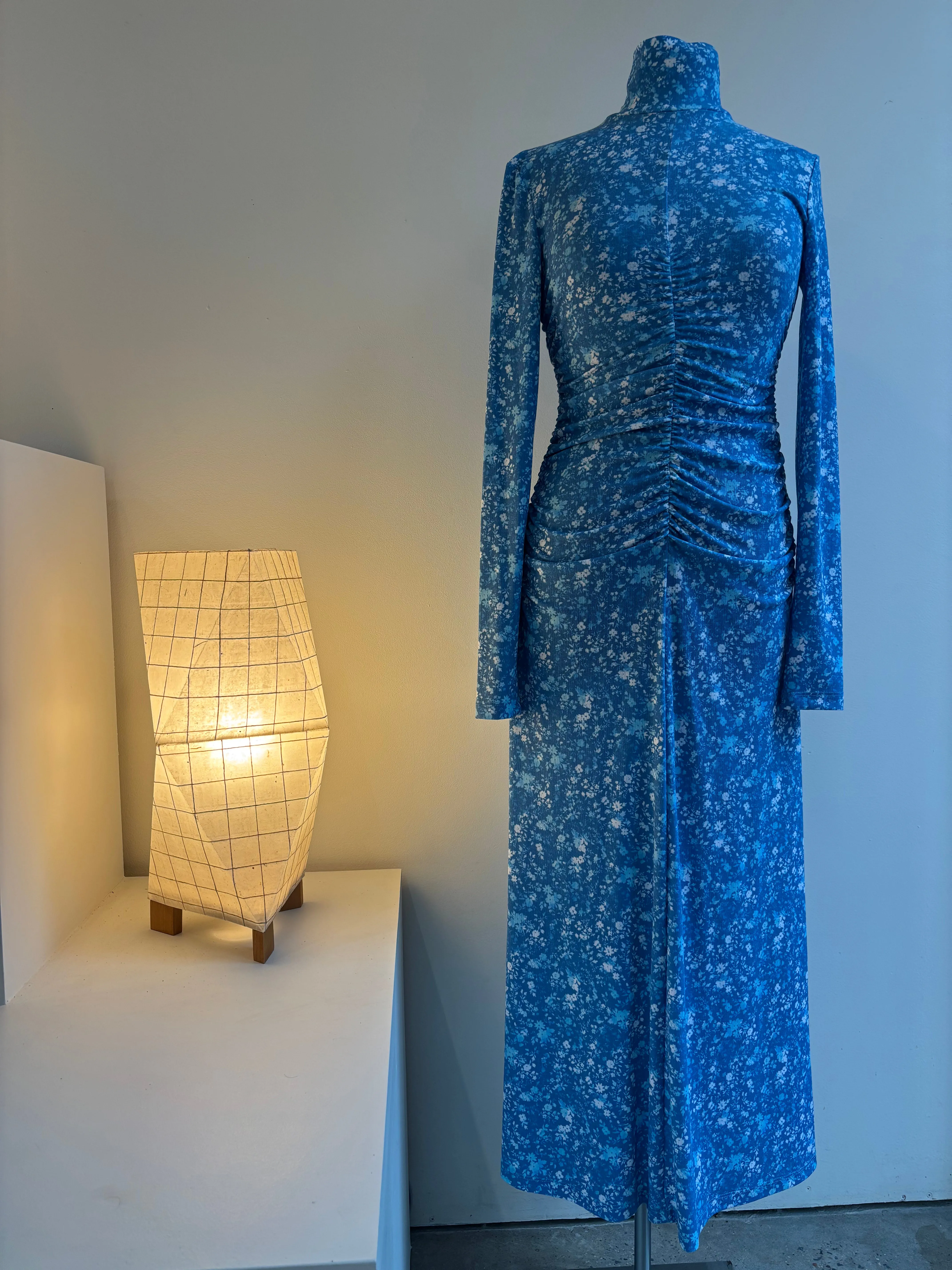 Shirred Turtleneck Maxi Dress - Cyan sold by NOMIA product image thumbnail 2