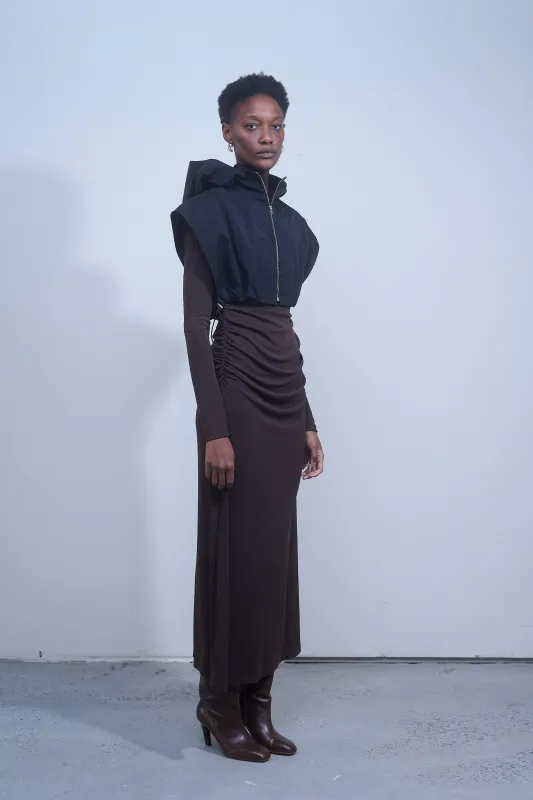 Shirred Turtleneck Maxi Dress - Earth made by NOMIA
