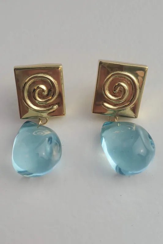 Crystal Drop Spiral - Gold Vermeil / Blue made by NOMIA