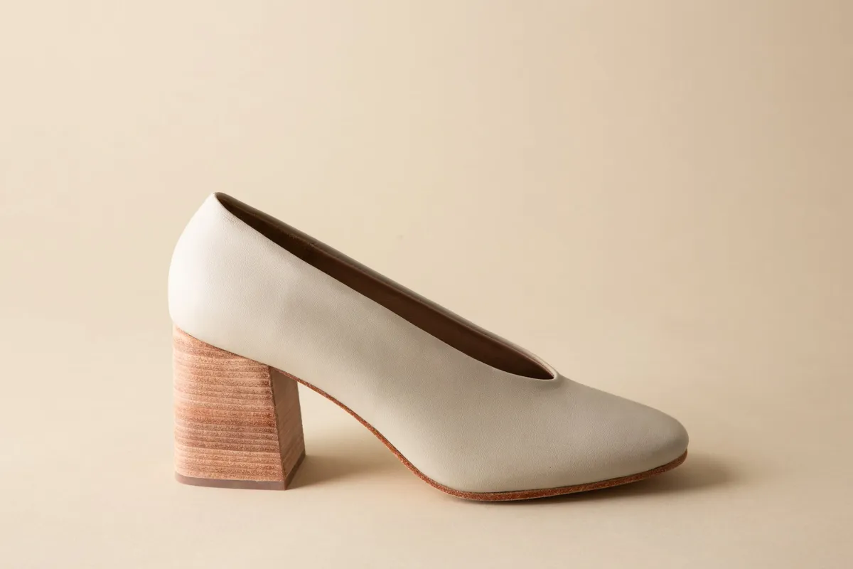 SALVADOR BLOCK HEEL BONE NAPPA made by Huma Blanco