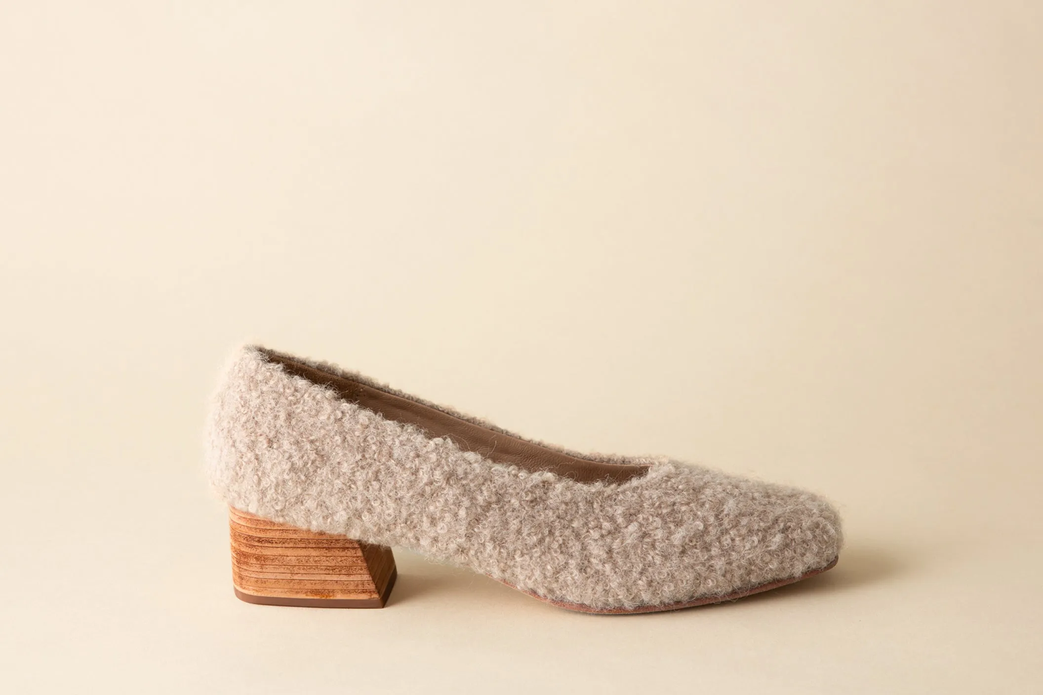 LUISA LOW HEEL OATMEAL ALPACA sold by Huma Blanco