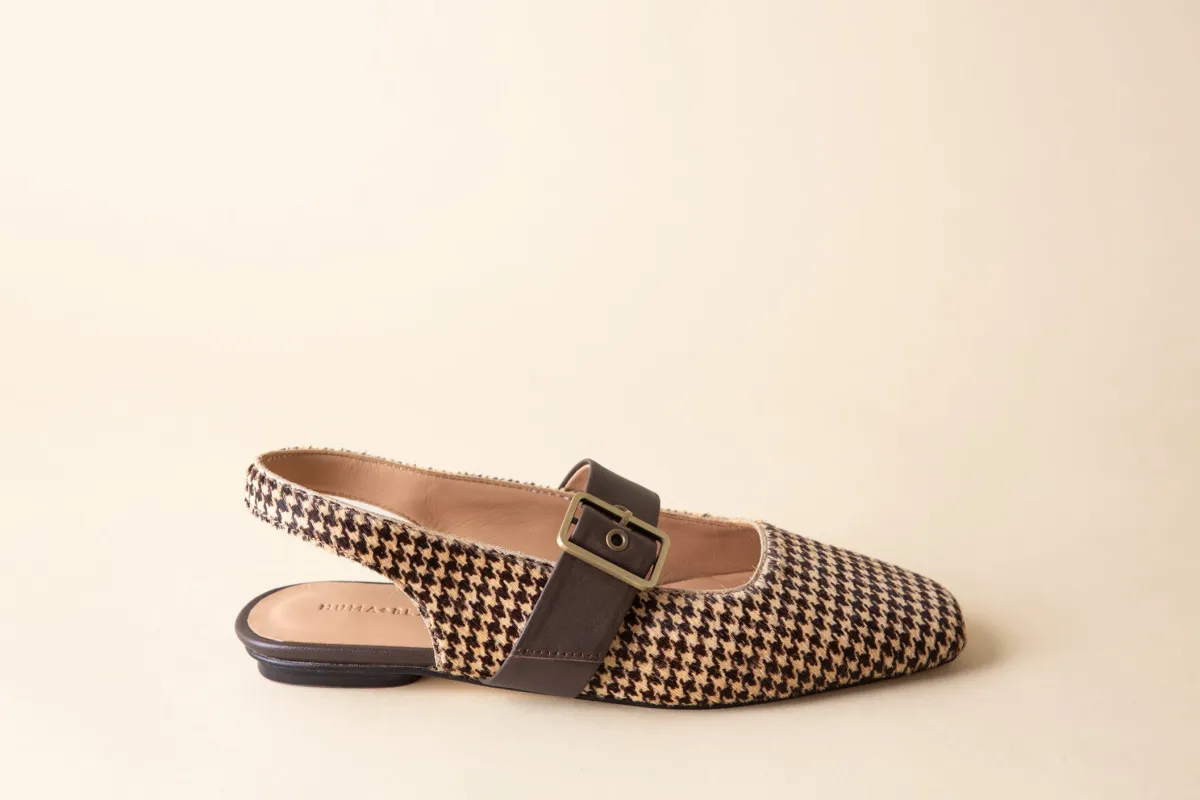 FARRAH SLINGBACK CHOCOLATE TWEED CALF HAIR made by Huma Blanco