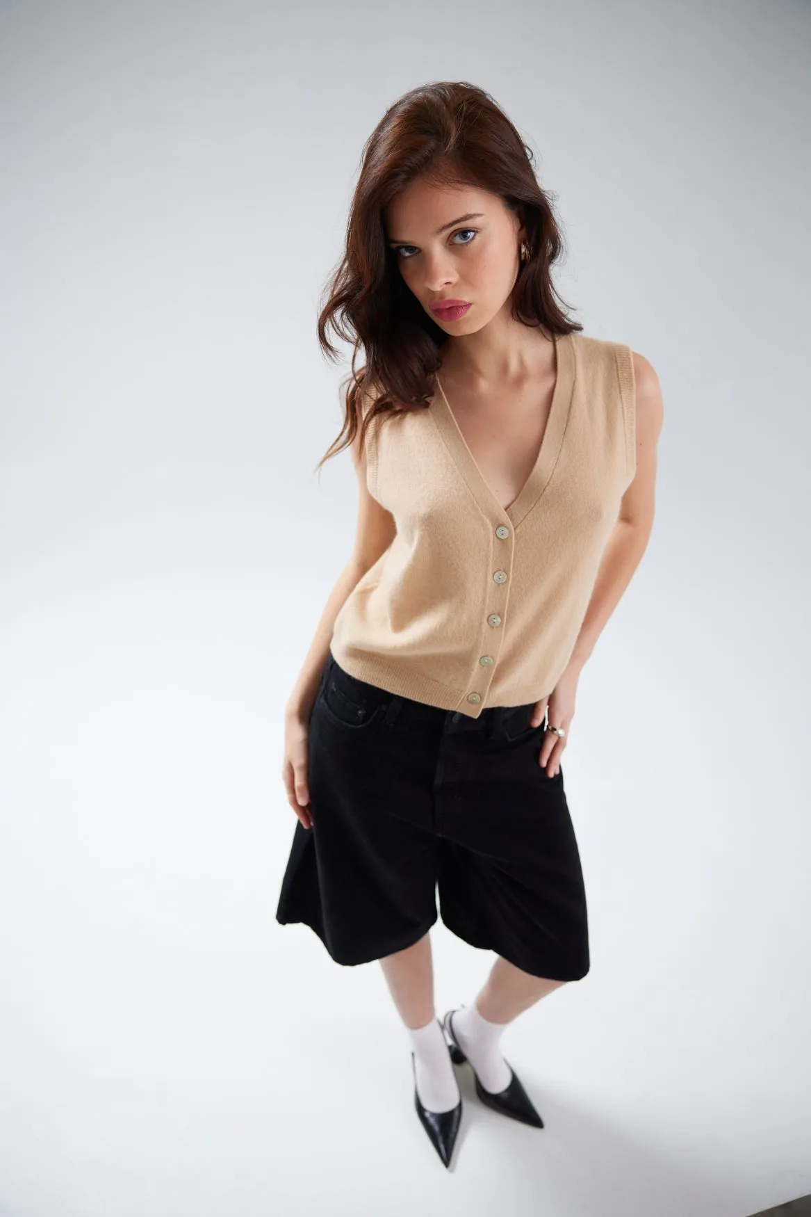 JADA BUTTON UP TANK | BISCOTTI sold by Colorush
