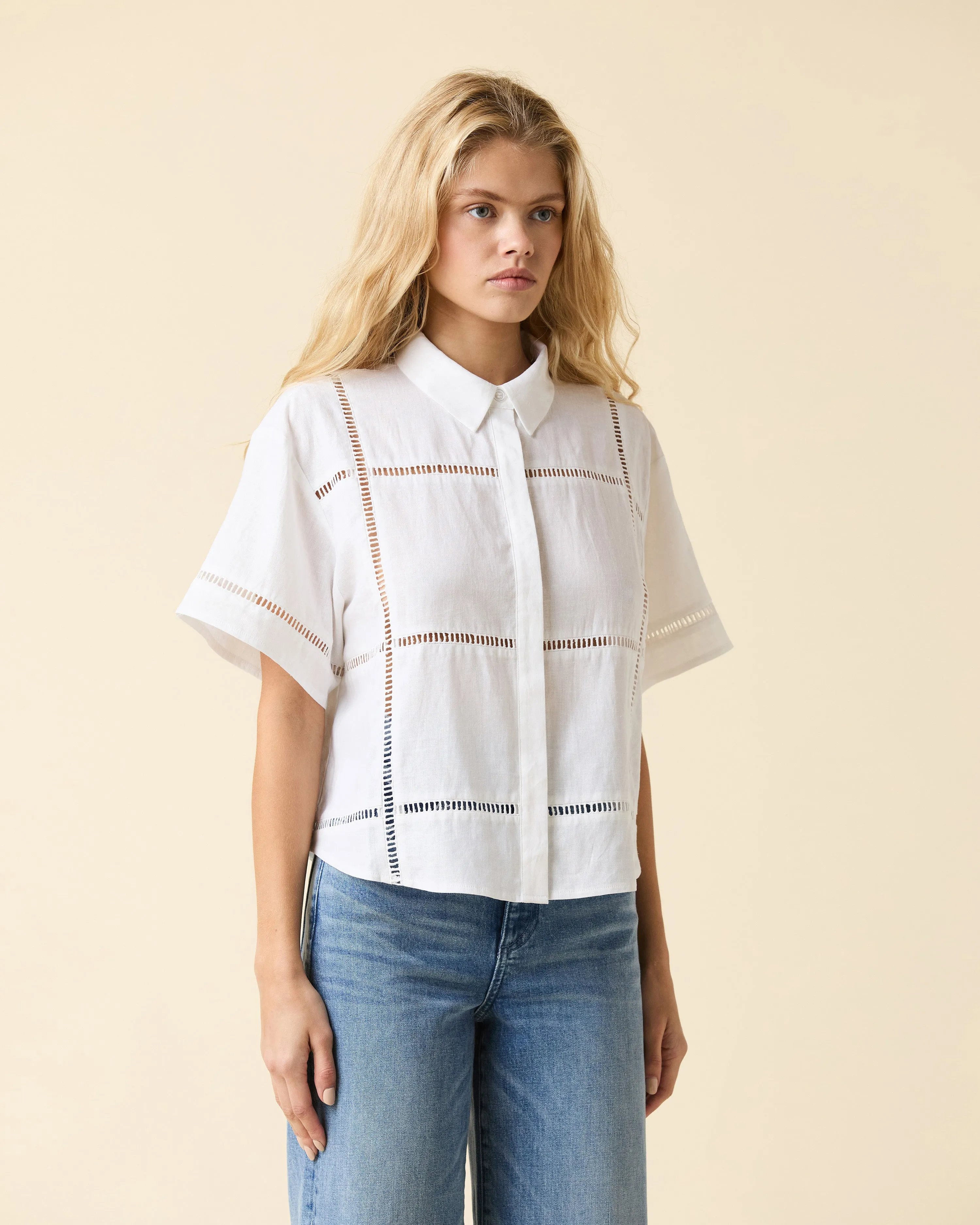 Linen Eyelet Shirt sold by Le Jean product image thumbnail 2