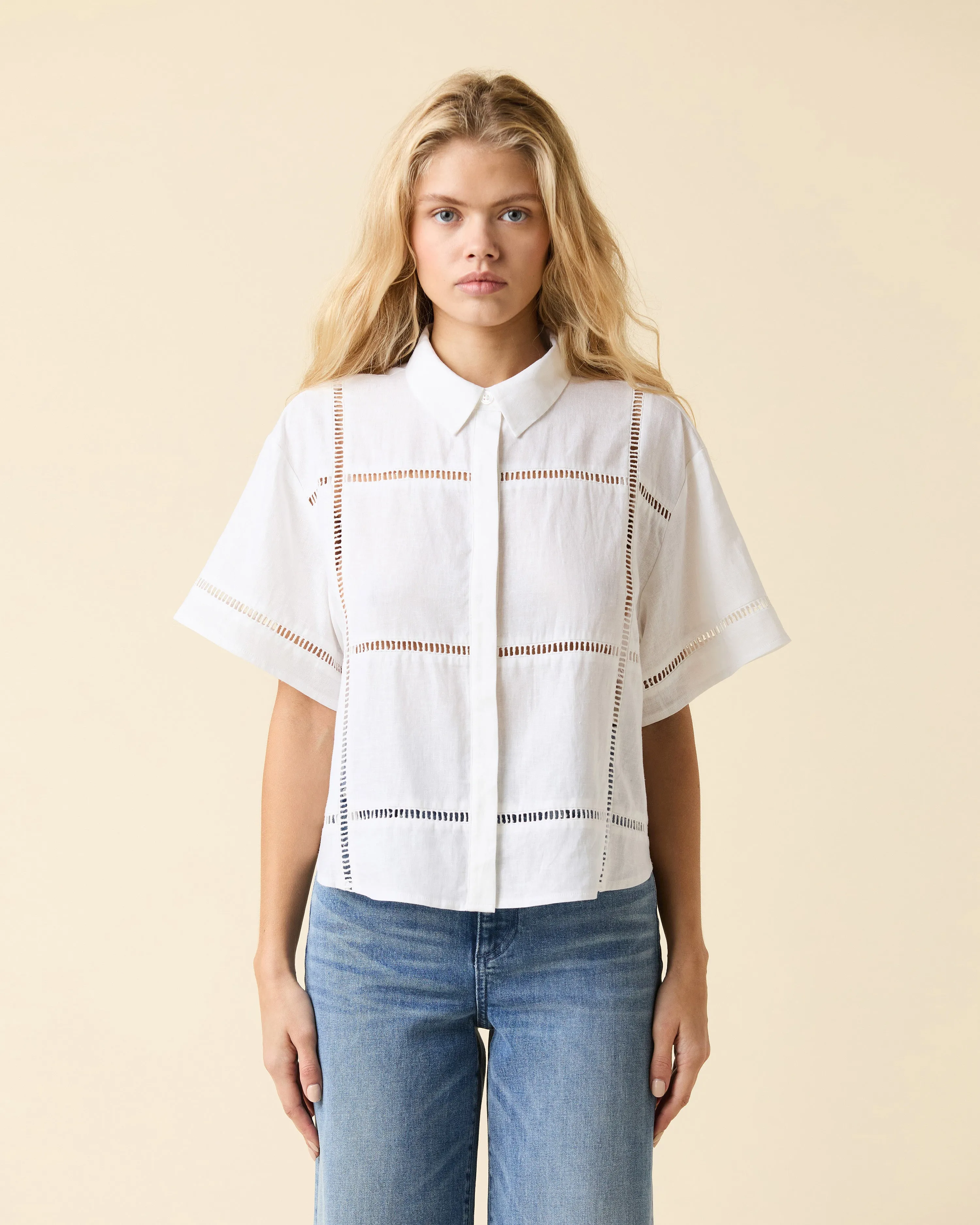 Linen Eyelet Shirt sold by Le Jean