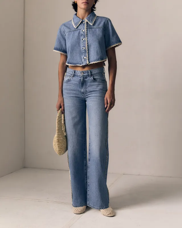 Crochet Trim Column Jean made by Le Jean