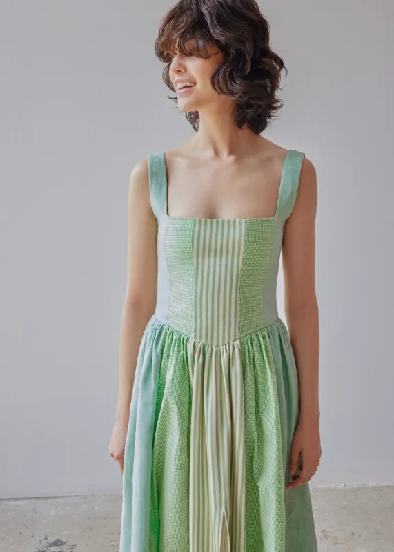 Violet Dress - Green Patchwork made by Oh Seven Days