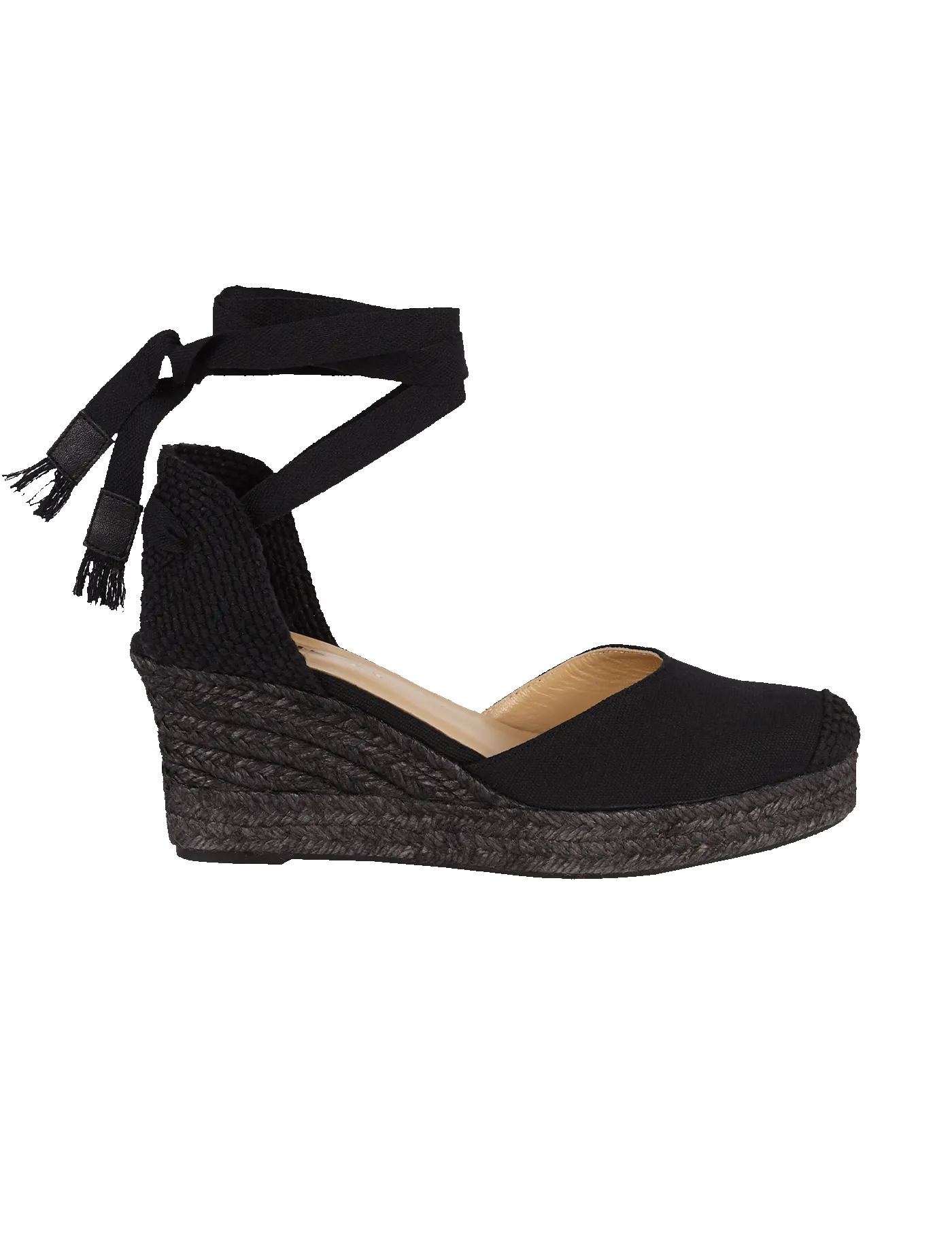 Alpargata Bianca Lino Total Black 7 cm sold by PARIS/64