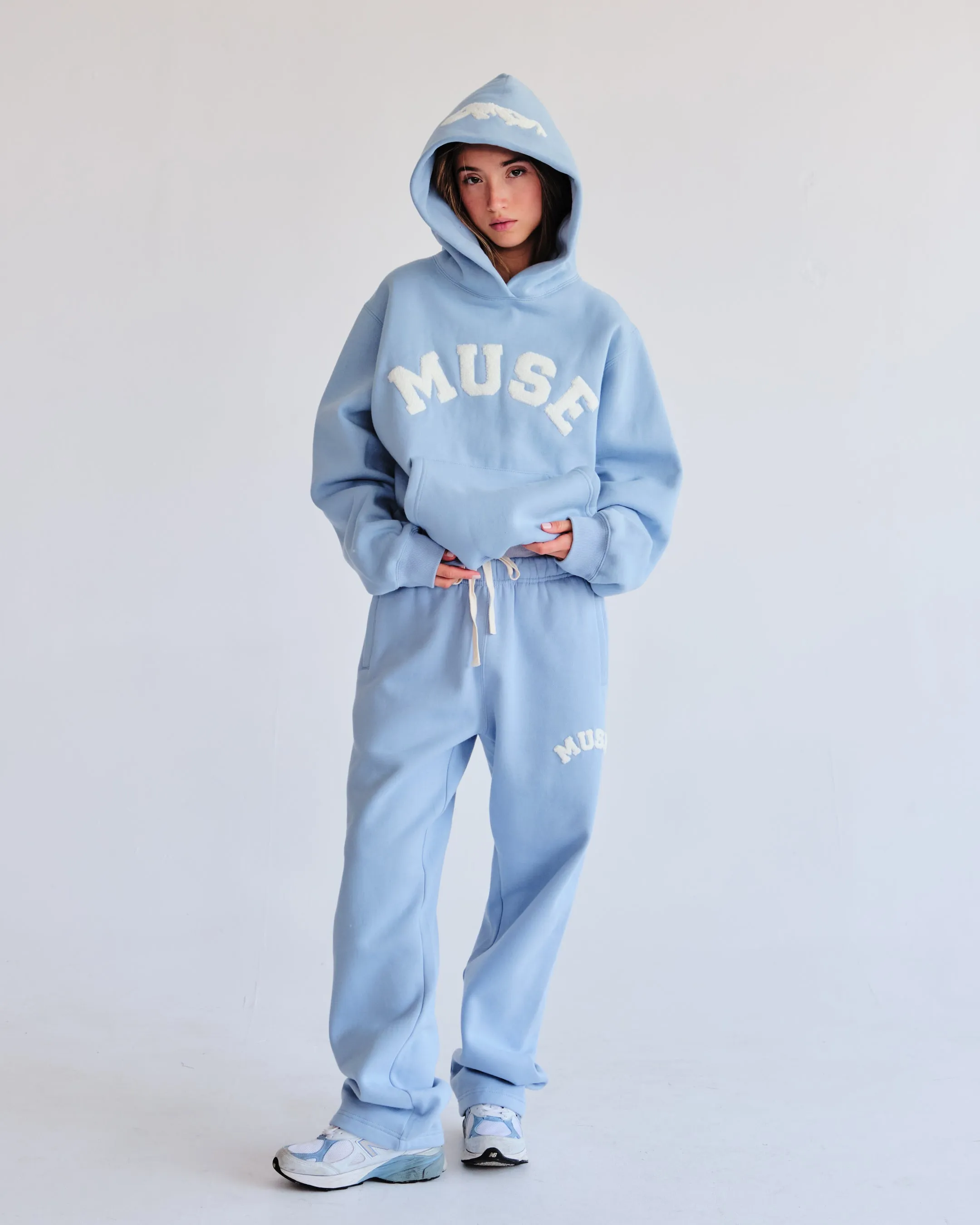 Heavyweight Chenille Straight Joggers - Celeste Blue sold by Curated by Muse product image thumbnail 2