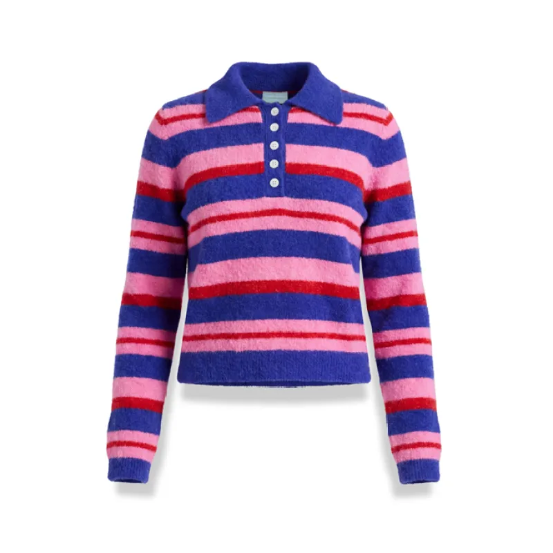 Polo Striped Wool Knit - Pink Swirl sold by Curated by Muse