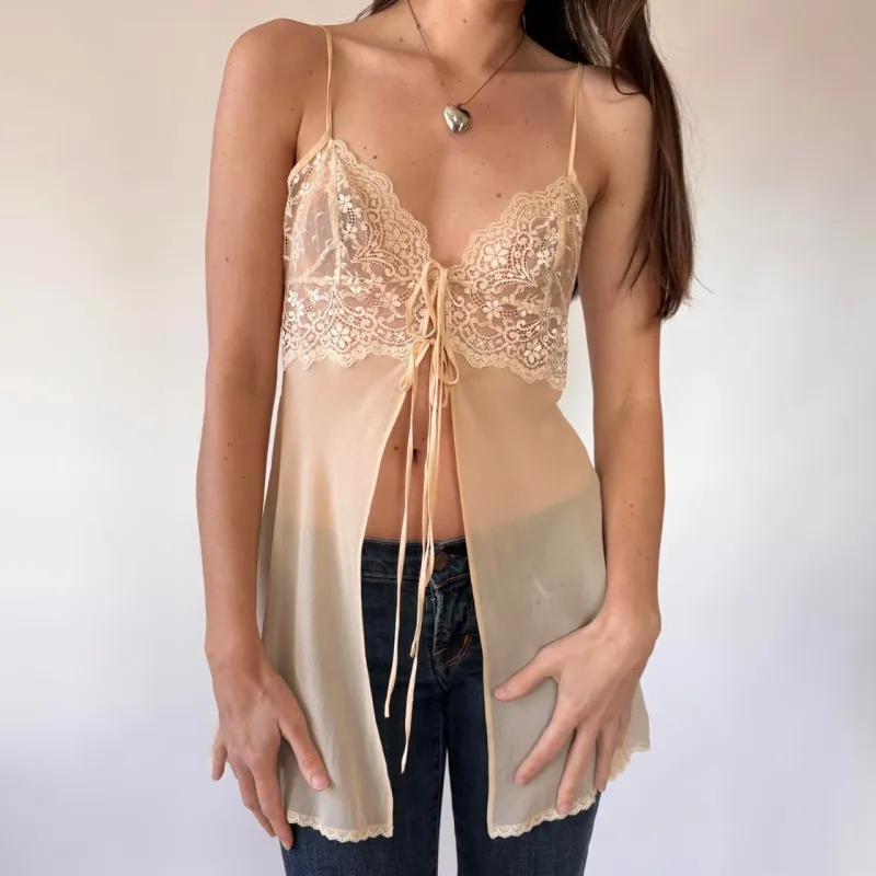 2000 Victoria’s Secret Silk Split Front Mini Slip (S) sold by Hazy Vintage