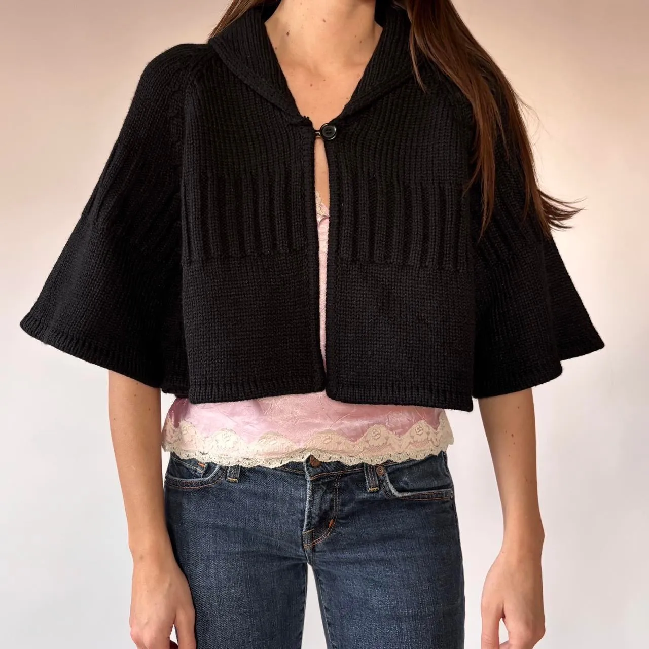 Y2K Knit Poncho Cape (XS-XL) sold by Hazy Vintage