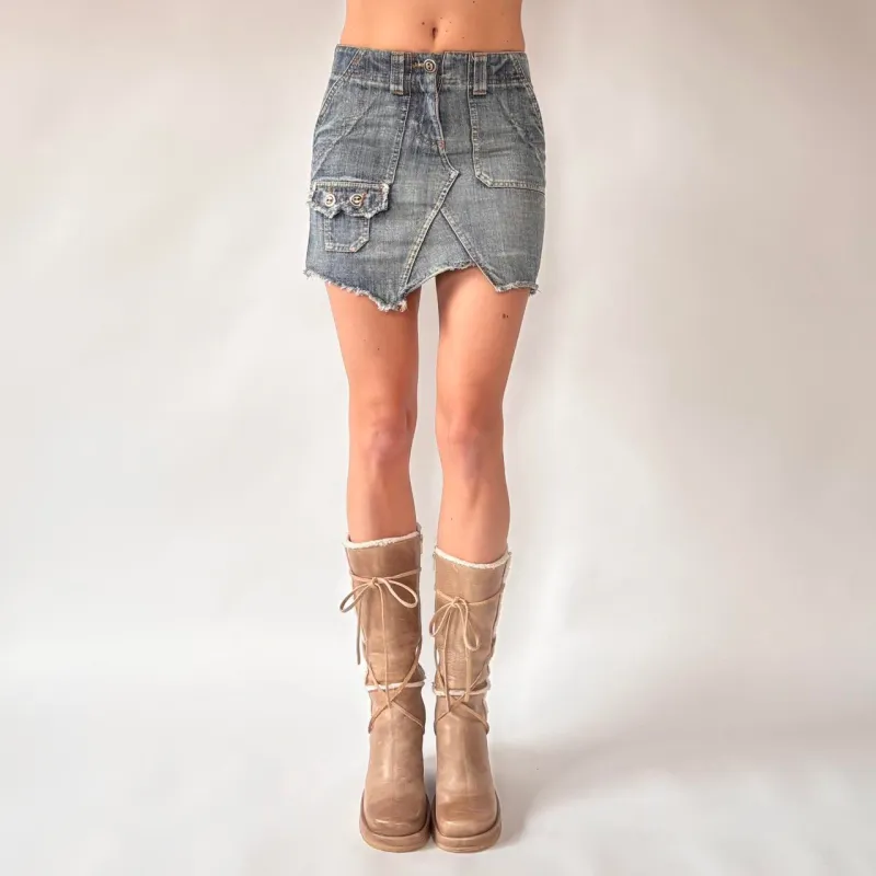 Y2K Denim Mini Skirt (XXS) sold by Hazy Vintage