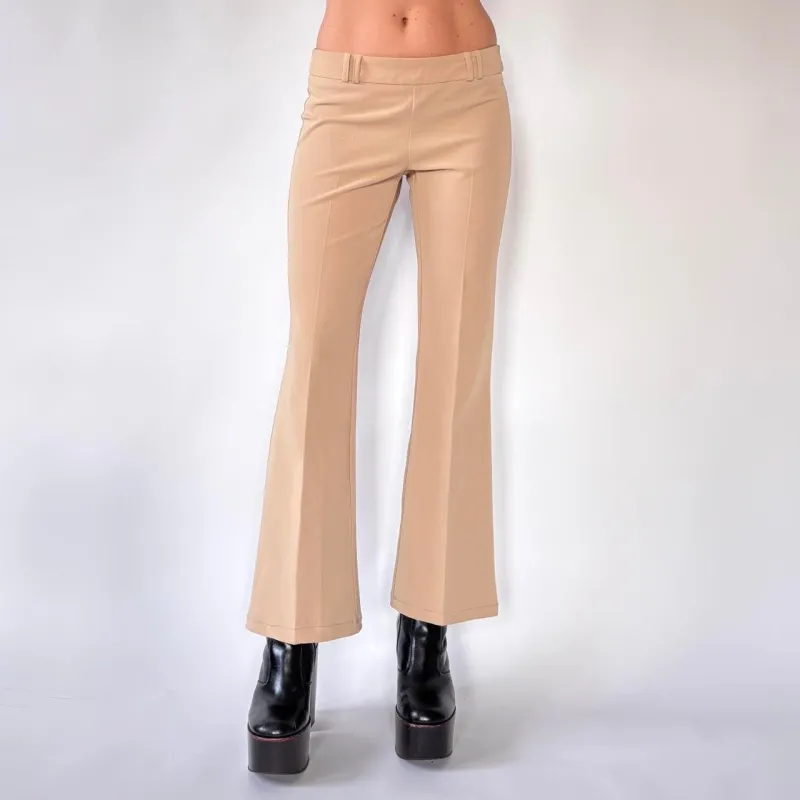 Y2K Nude Flare Trousers (XS) sold by Hazy Vintage