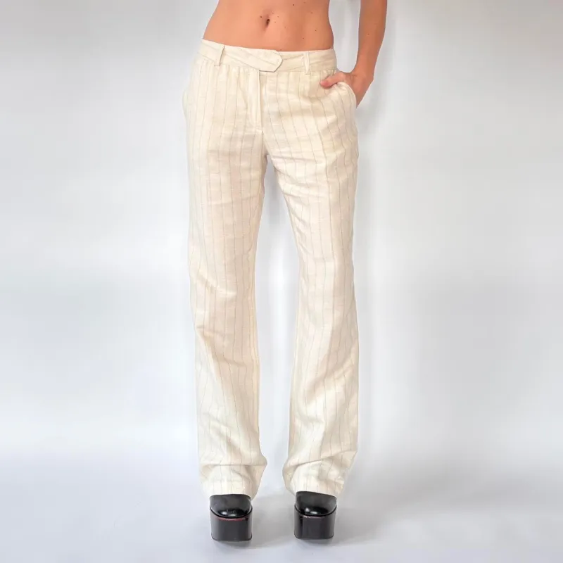 Deadstock 00s Linen Pinstripe Trousers (M) sold by Hazy Vintage