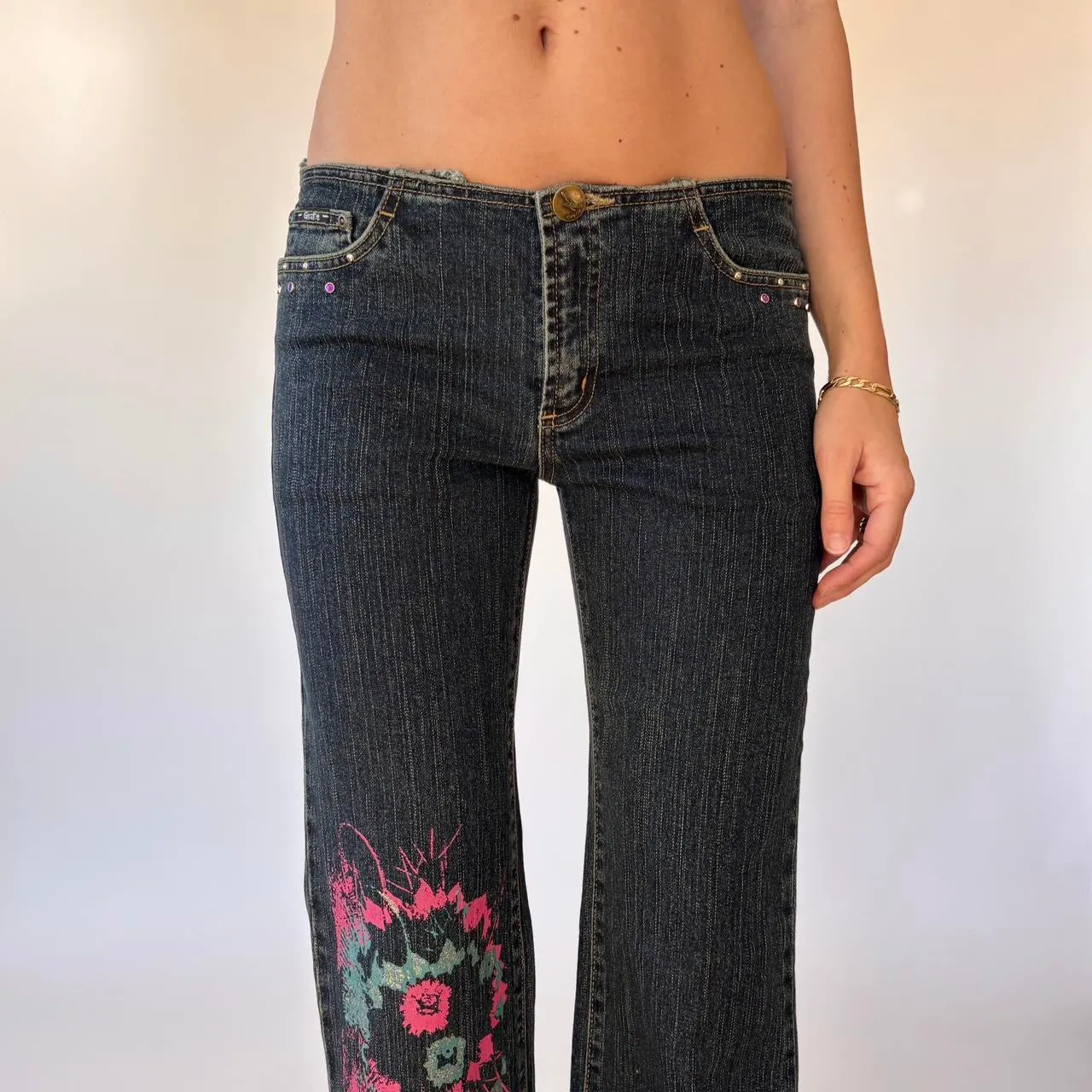 Y2K Low Rise Embellished Jeans (XS) sold by Hazy Vintage product image thumbnail 3