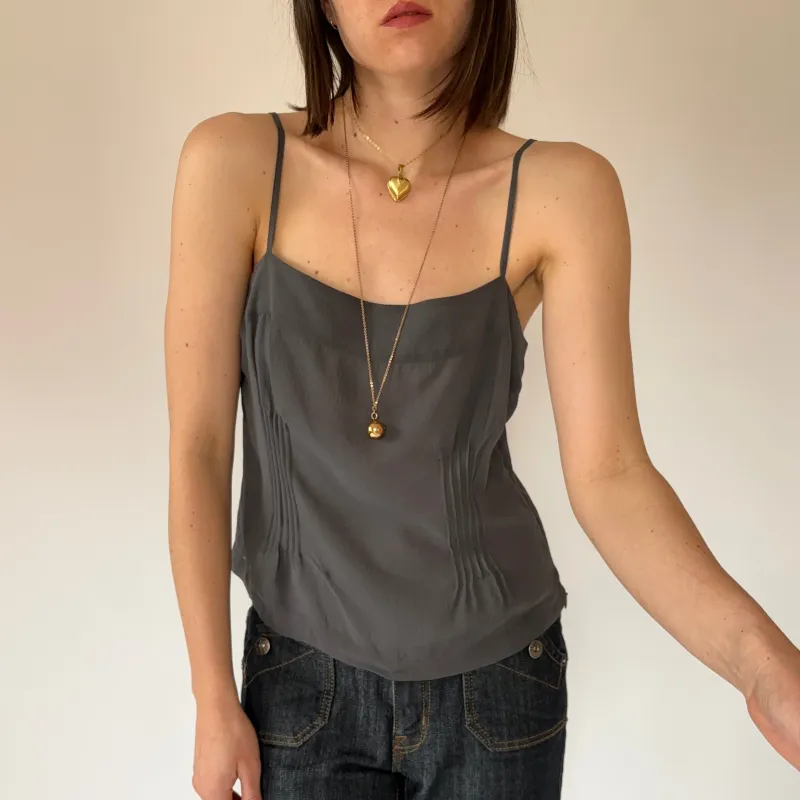 2000s Armani Silk Slate Tank (S/M) sold by Hazy Vintage