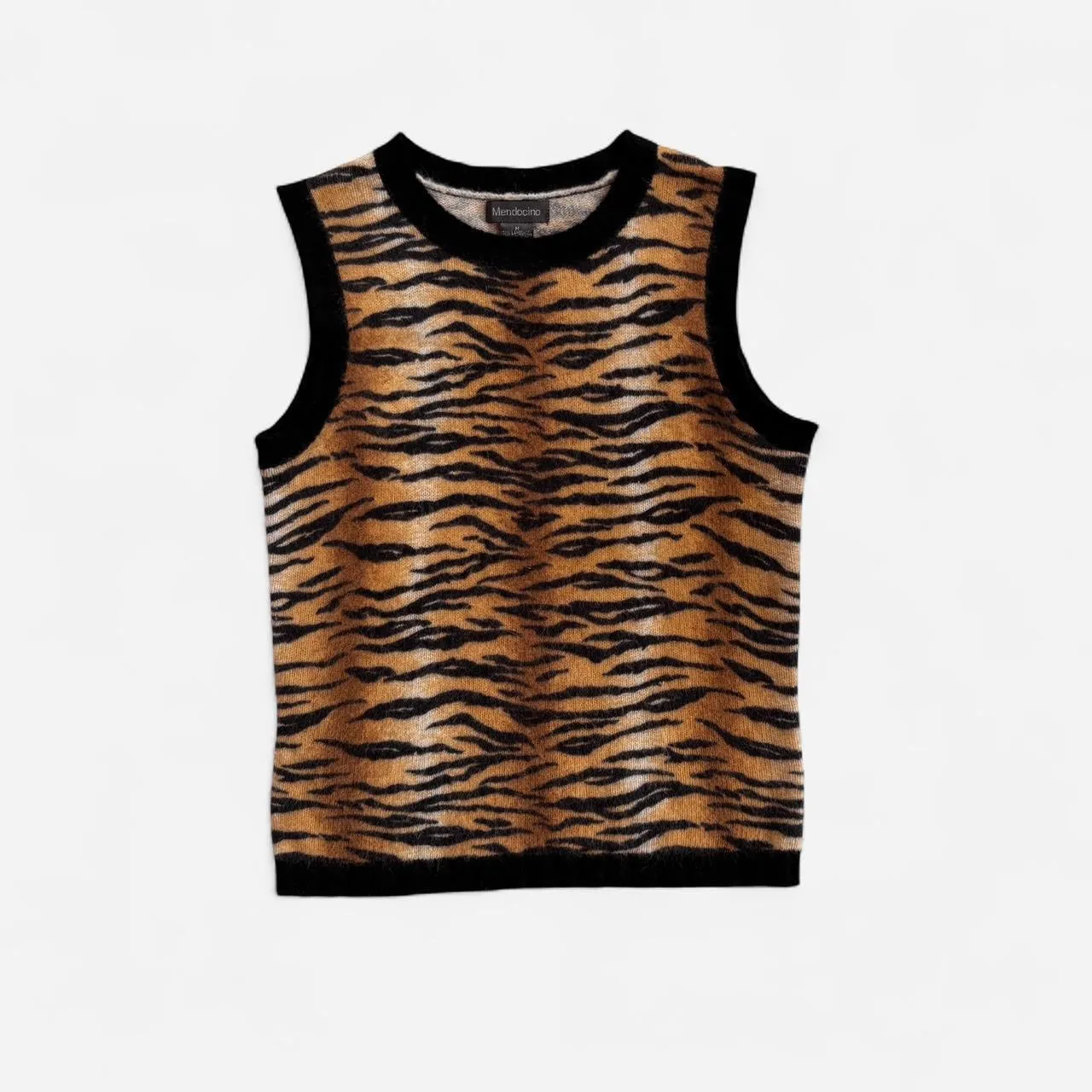 2000s Tiger Print Knit Top (S/M) sold by Hazy Vintage product image thumbnail 2