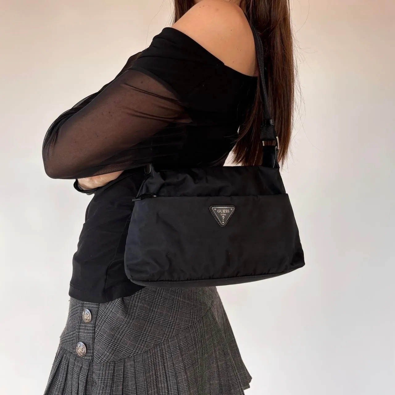 Y2K Nylon Guess Mini Bag sold by Hazy Vintage product image thumbnail 4