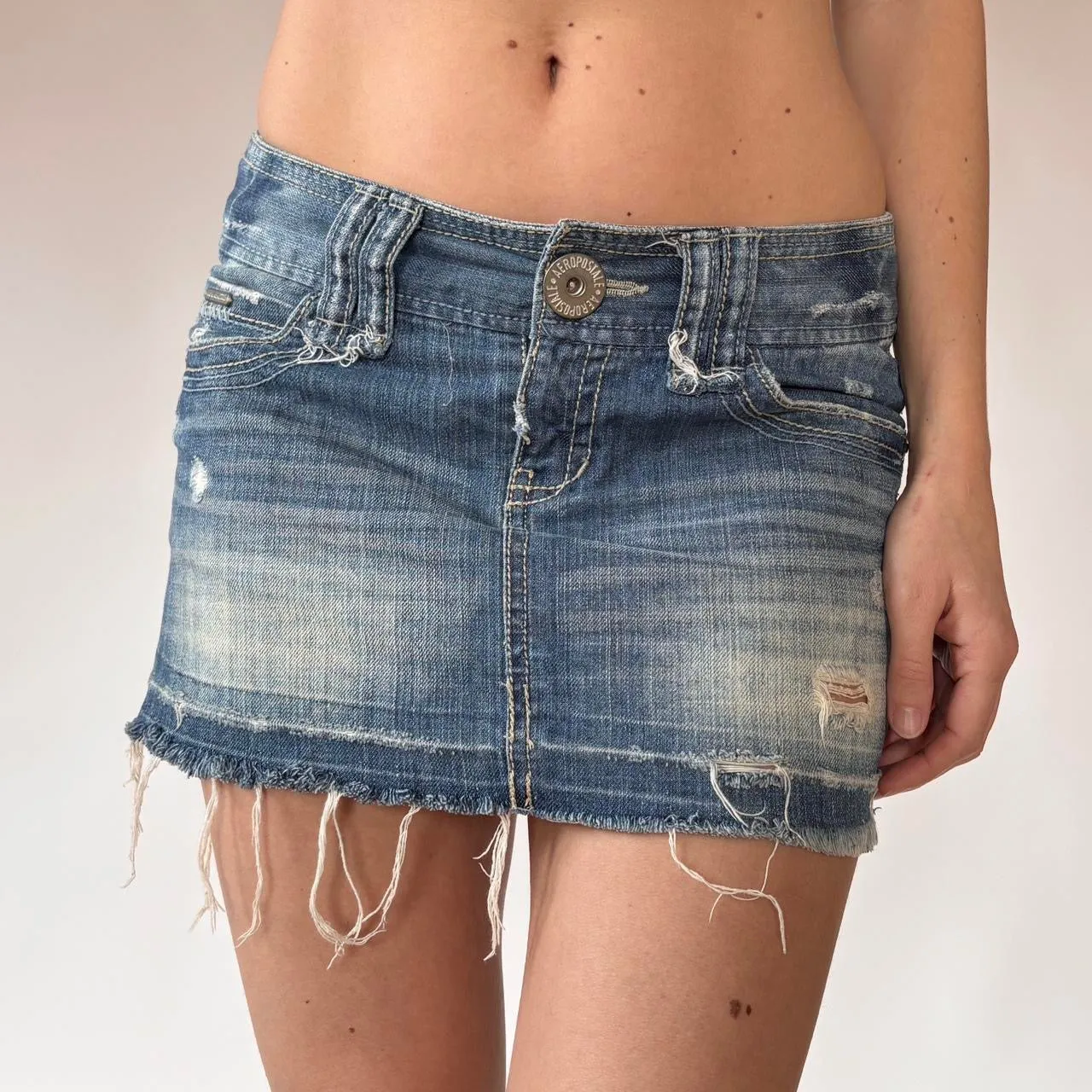 Y2K Aéropostale Low Rise Denim Mini Skirt (XS) sold by Hazy Vintage product image thumbnail 3