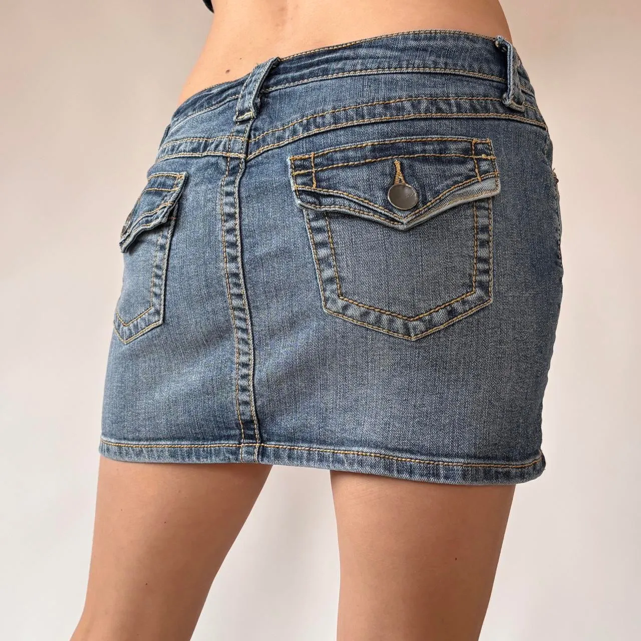 Y2K Low Rise Denim Mini Skirt (XS/S) sold by Hazy Vintage product image thumbnail 3
