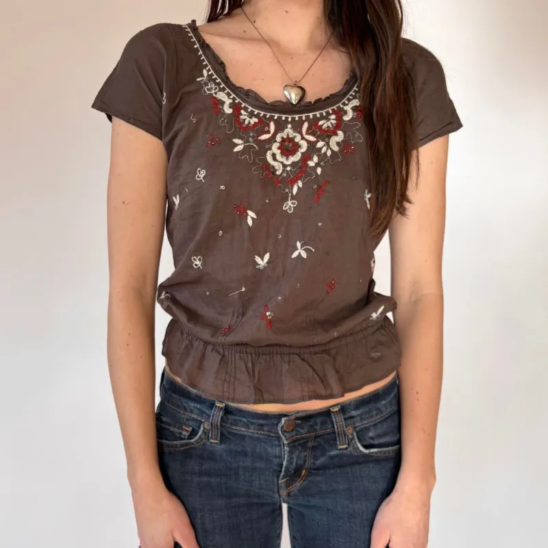 Abercrombie & Fitch Boho Embellished Top (S) made by Stuart Weitzman