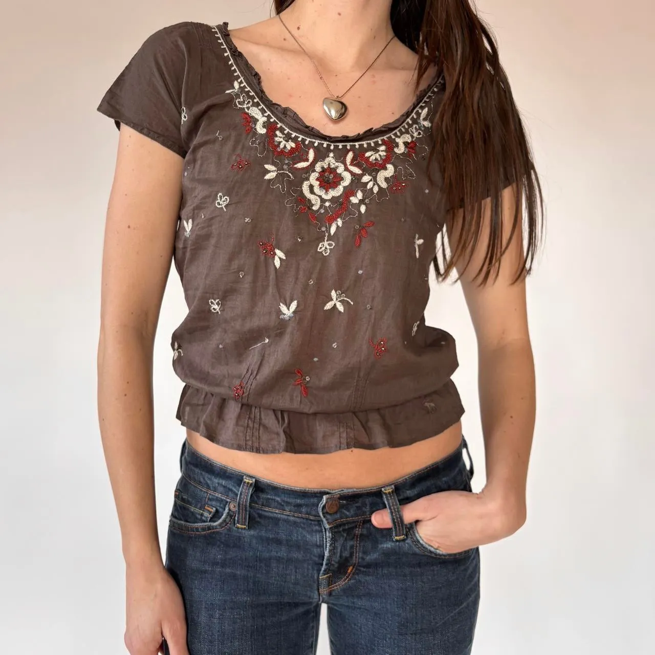 Abercrombie & Fitch Boho Embellished Top (S) sold by Hazy Vintage product image thumbnail 4