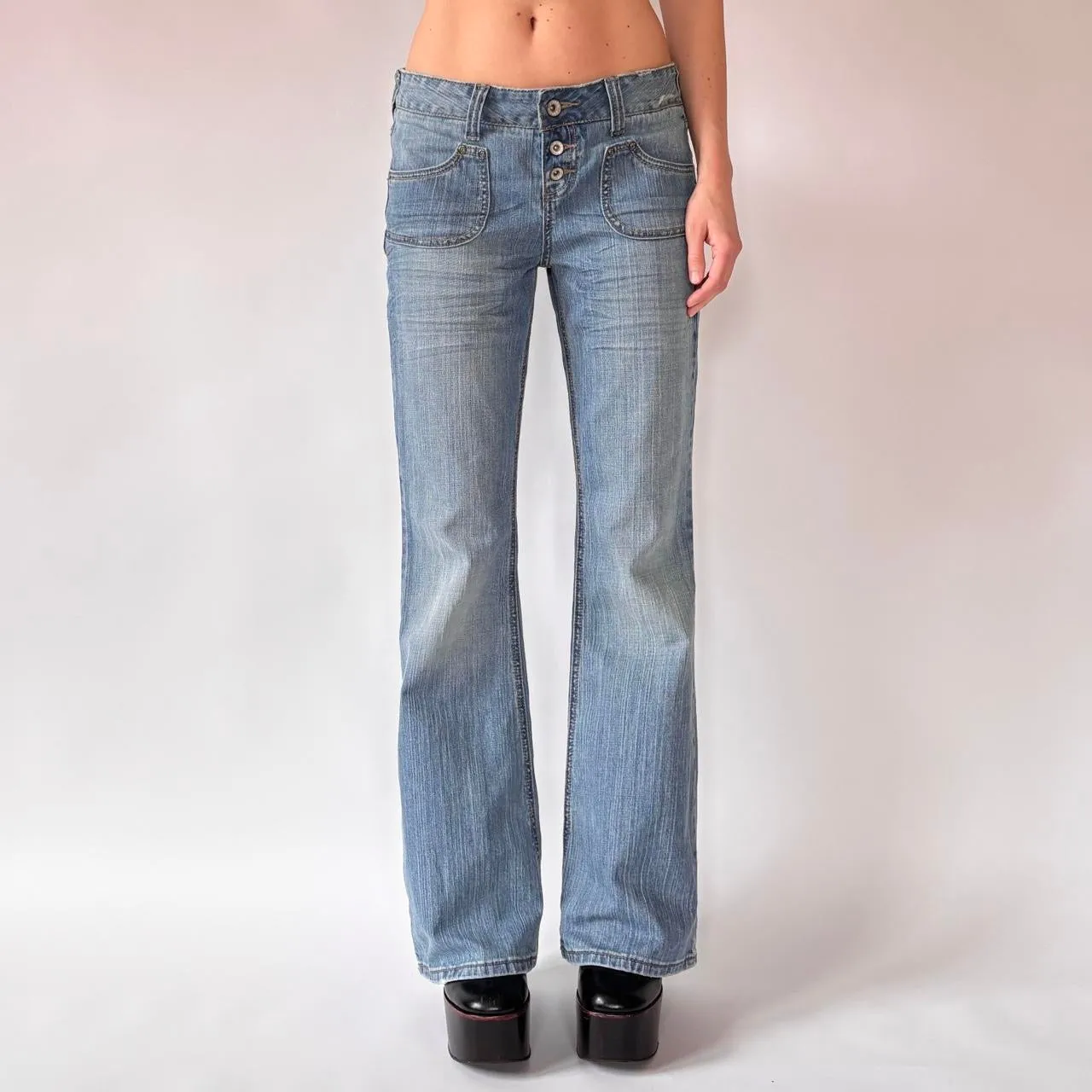 Y2K Flare Jeans (M) sold by Hazy Vintage