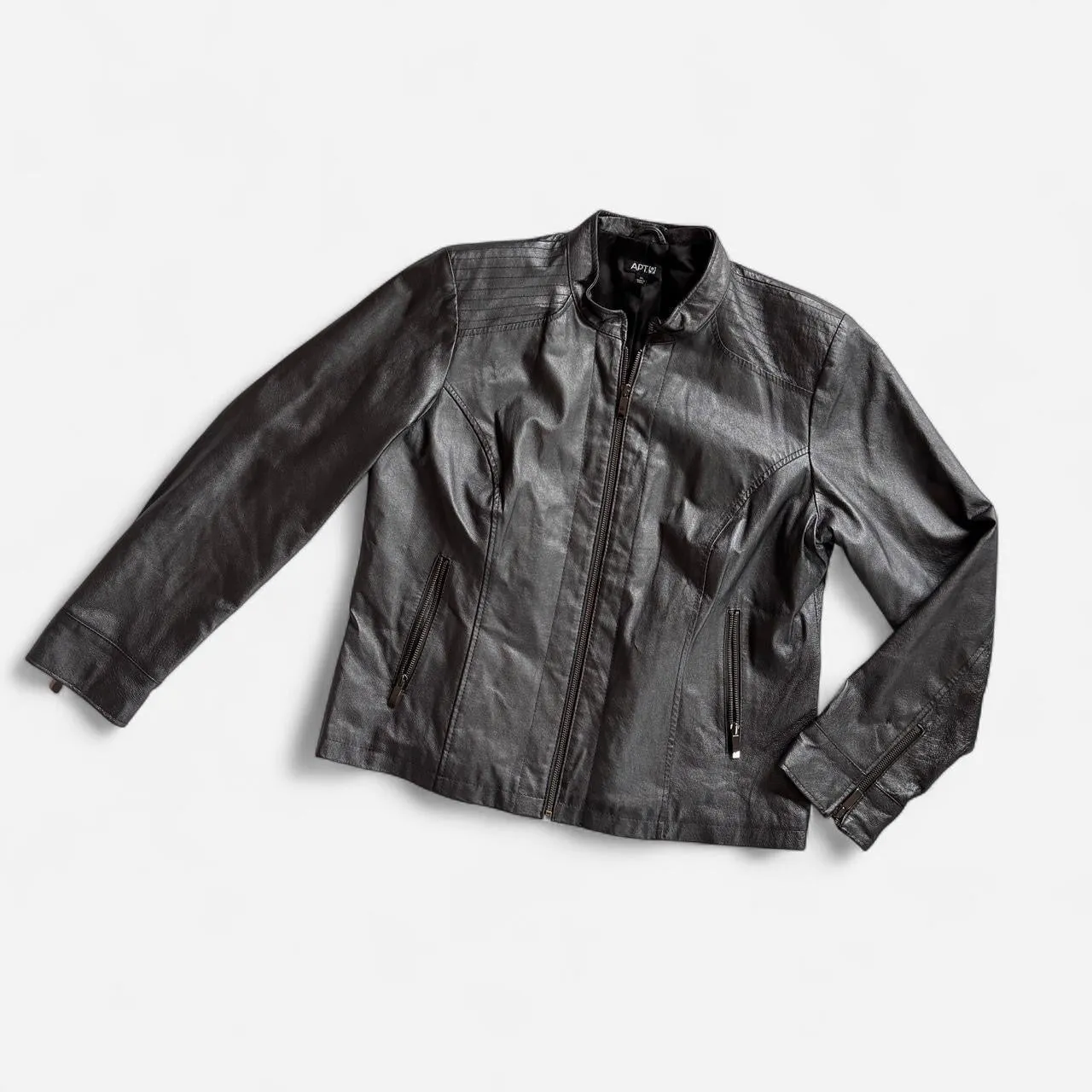 Chrome Genuine Leather Moto Jacket (XL/1X) sold by Hazy Vintage product image thumbnail 4