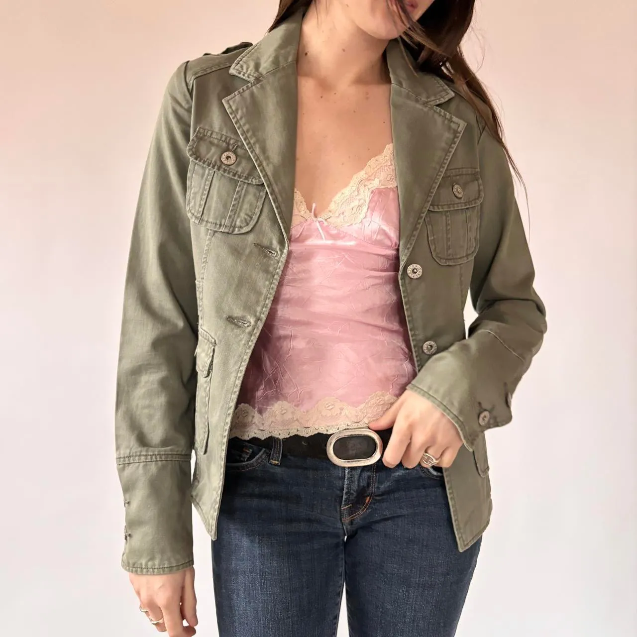Y2K Military Style Cargo Jacket (S) sold by Hazy Vintage product image thumbnail 5