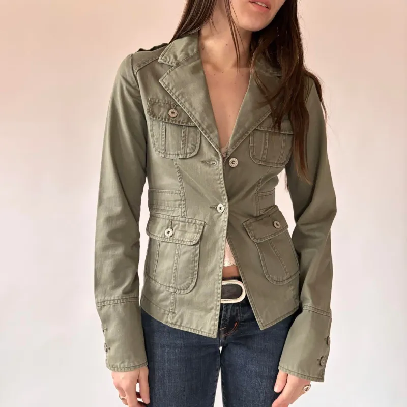 Y2K Military Style Cargo Jacket (S) made by Stuart Weitzman