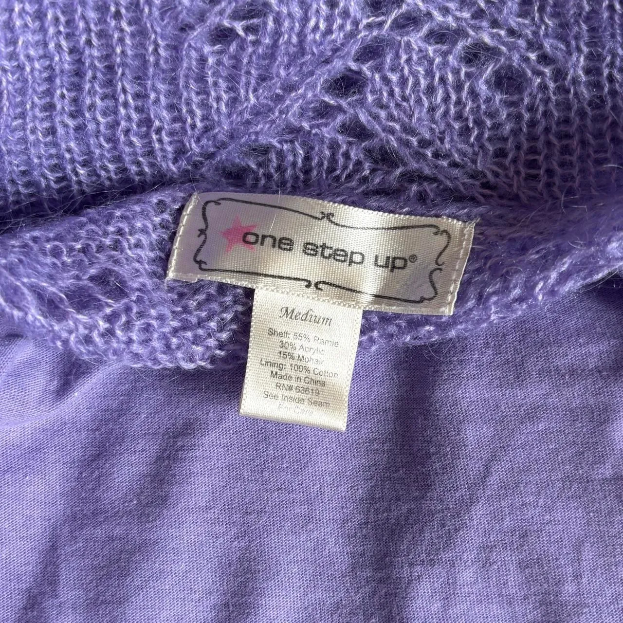 Y2K Lilac Off Shoulder Knit Sweater (M) sold by Hazy Vintage product image thumbnail 5