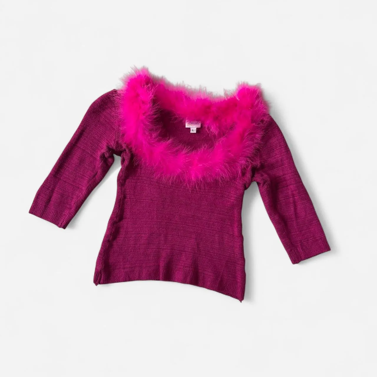 Y2K Frederick’s of Hollywood Pink Boa Top (S/M) sold by Hazy Vintage product image thumbnail 2