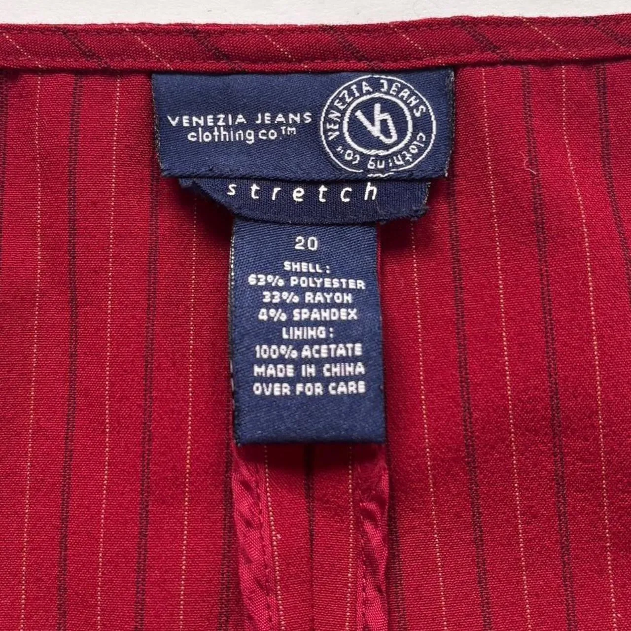 90s Crimson Pinstripe Vest (2X) sold by Hazy Vintage product image thumbnail 4