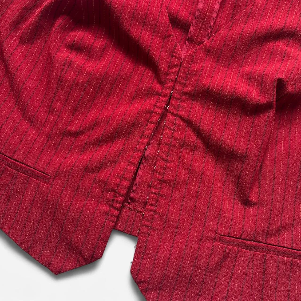 90s Crimson Pinstripe Vest (2X) sold by Hazy Vintage product image thumbnail 3
