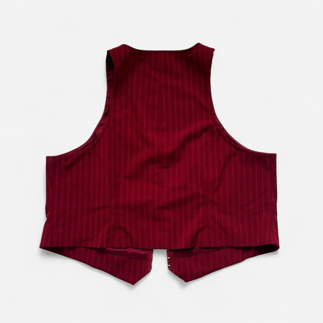 90s Crimson Pinstripe Vest (2X) sold by Hazy Vintage product image thumbnail 2