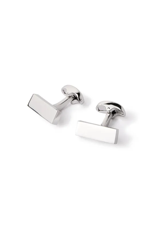 Ford Block Rhodium Cufflink sold by M.J. Bale