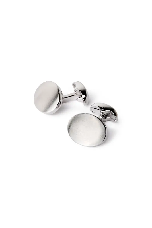 Edric Oval Rhodium Cufflink sold by M.J. Bale