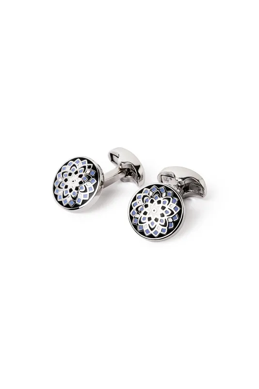 Marrakesh Silver/Blue Cufflink sold by M.J. Bale