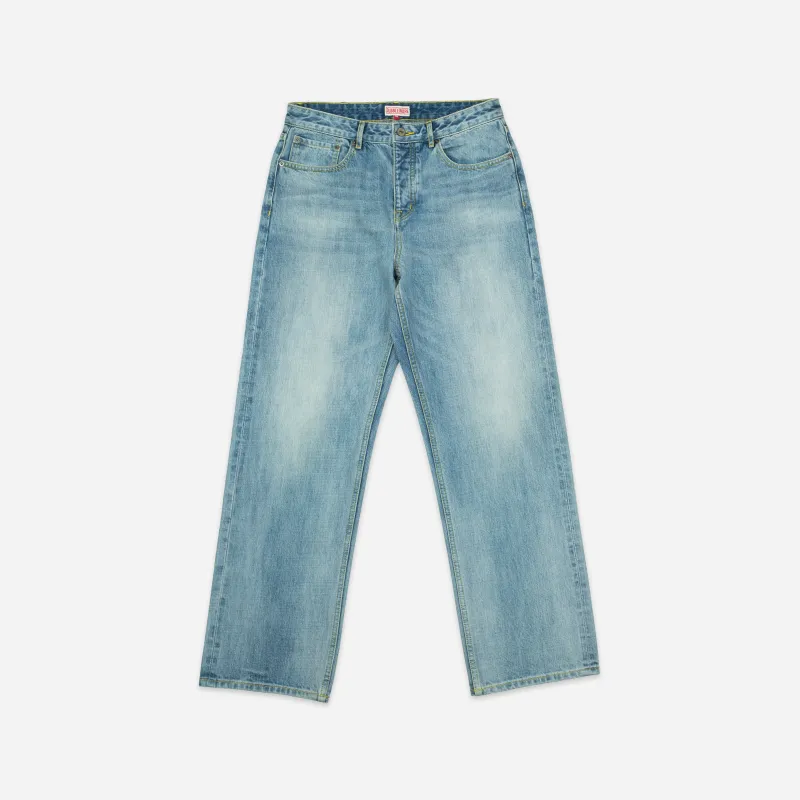 SELVEDGE STRAIGHT LEG WORK DENIM JEANS - STONE WASH sold by Dubbleware