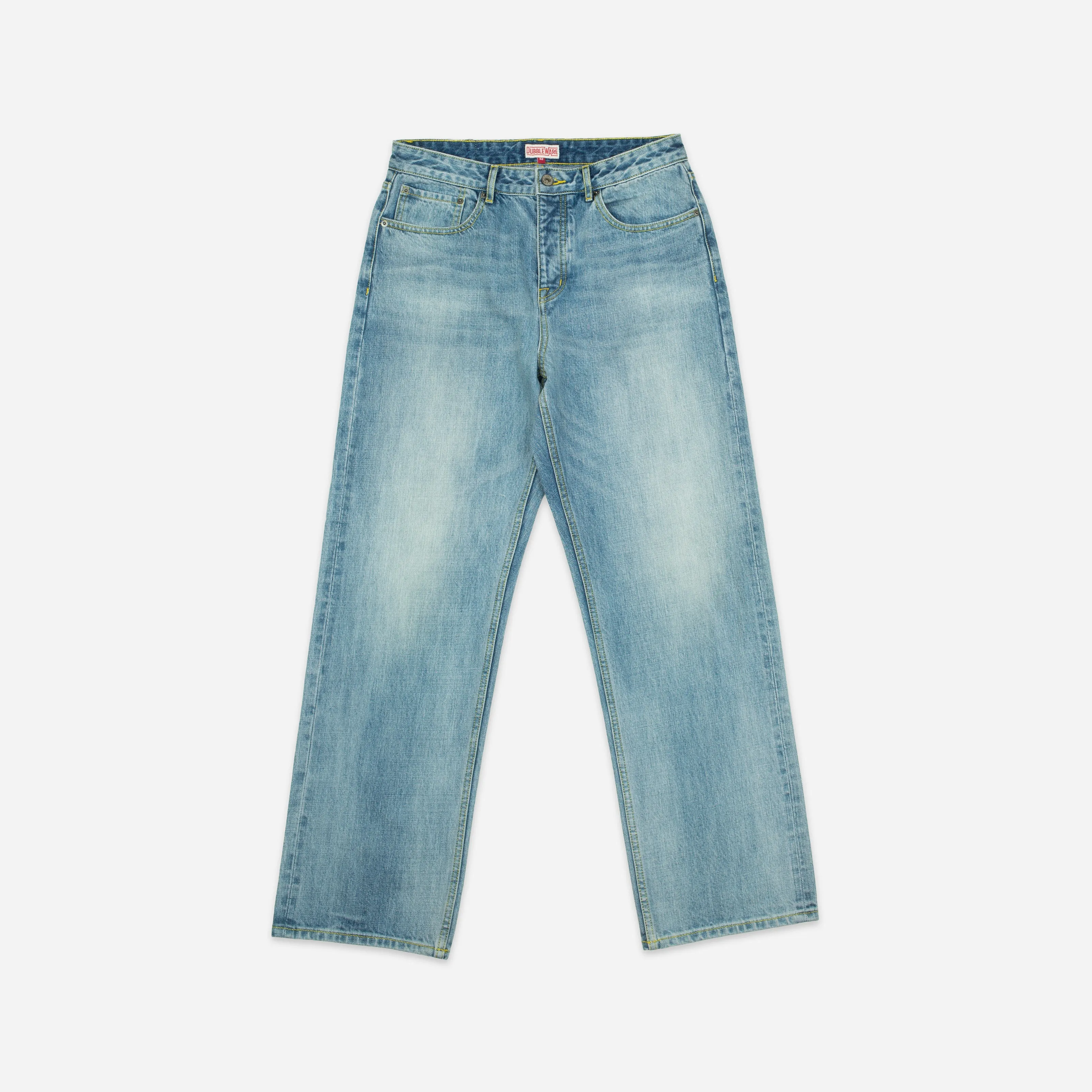 SELVEDGE STRAIGHT LEG WORK DENIM JEANS - STONE WASH sold by Dubbleware