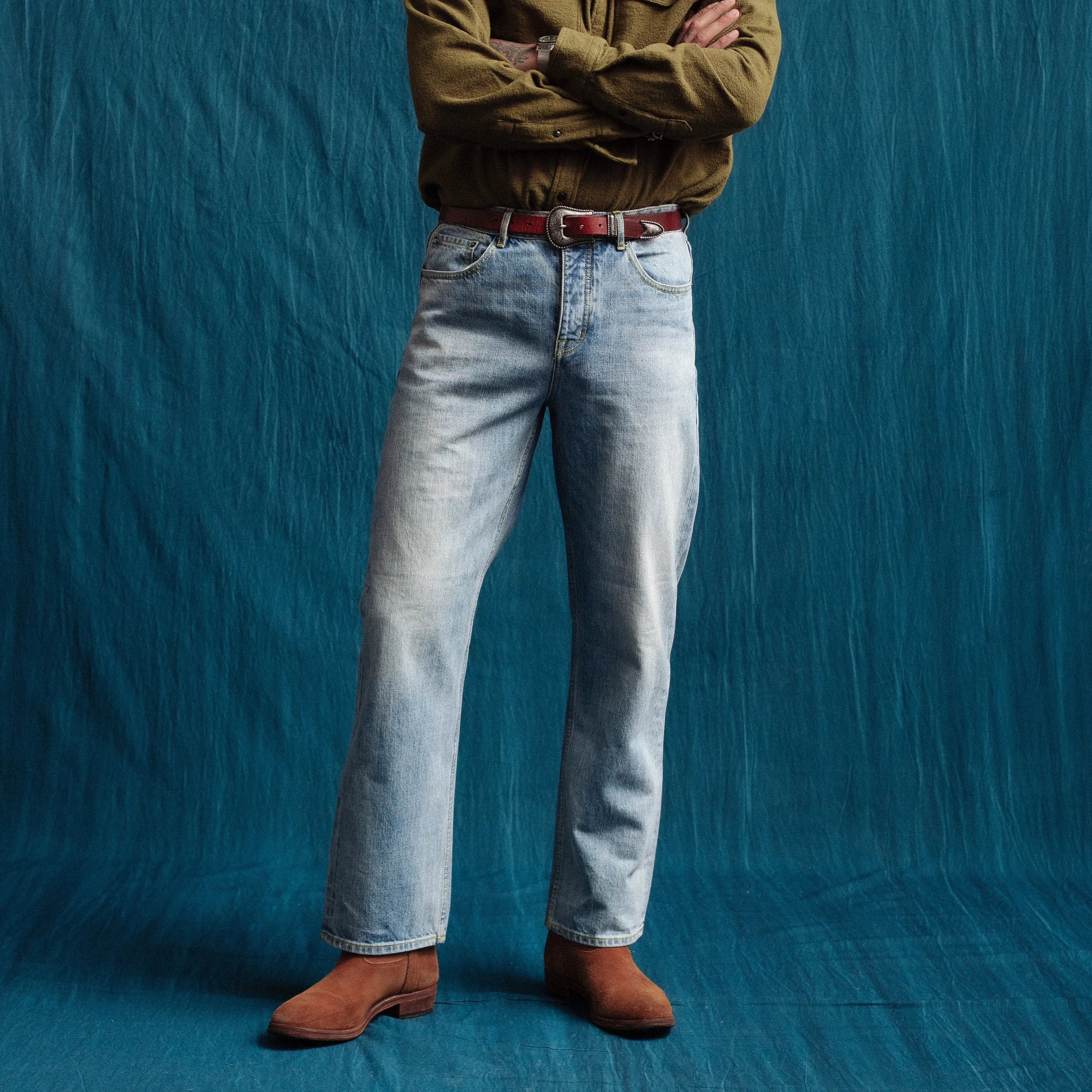 SELVEDGE STRAIGHT LEG WORK DENIM JEANS - STONE WASH sold by Dubbleware product image thumbnail 2